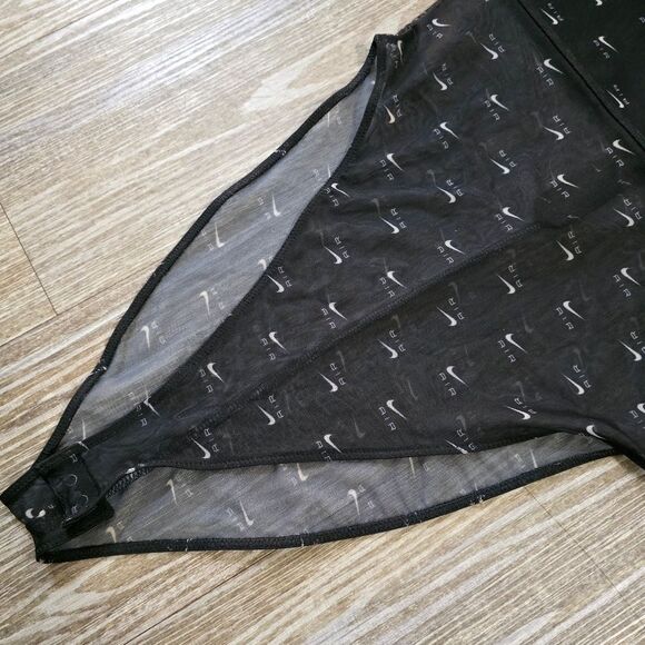 Nike Air Mock Neck All-Over Print Bodysuit Black Mesh Women’s Size M DV8243-010 - Picture 8 of 16